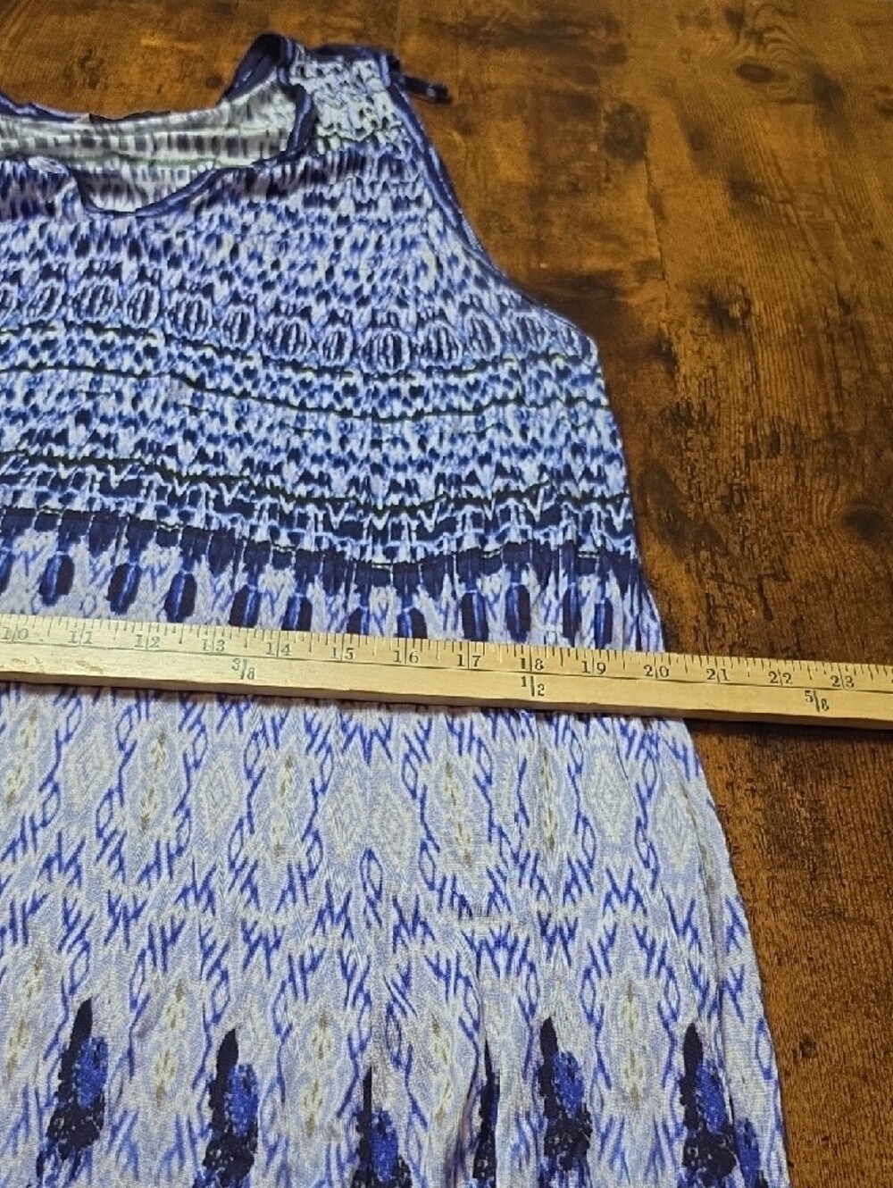 SOFT SURROUNDINGS | Blue Boho Tribal Stretch Rayon Sleeveless Maxi Dress | S M - Picture 5 of 6
